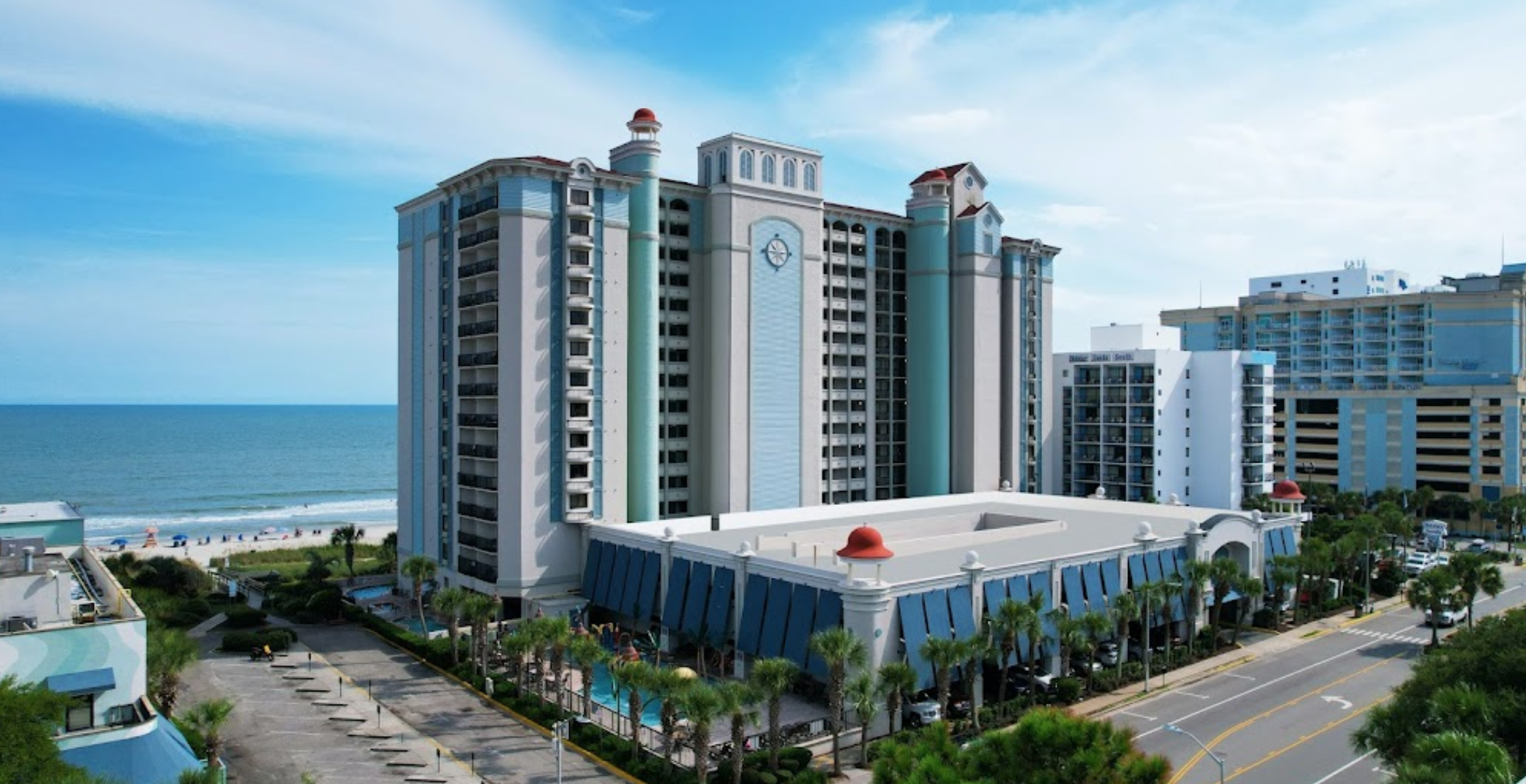 Compass Cove Luxury beachfront hotel at Compass Cove in Myrtle Beach with ocean views, pools, and nearby golf amenities.