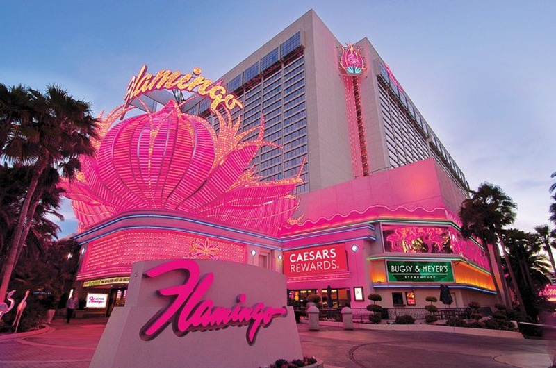 Flamingo Las Vegas Bright pink neon signage and decorations at Flamingo Las Vegas hotel, a luxury resort offering comfort and entertainment.